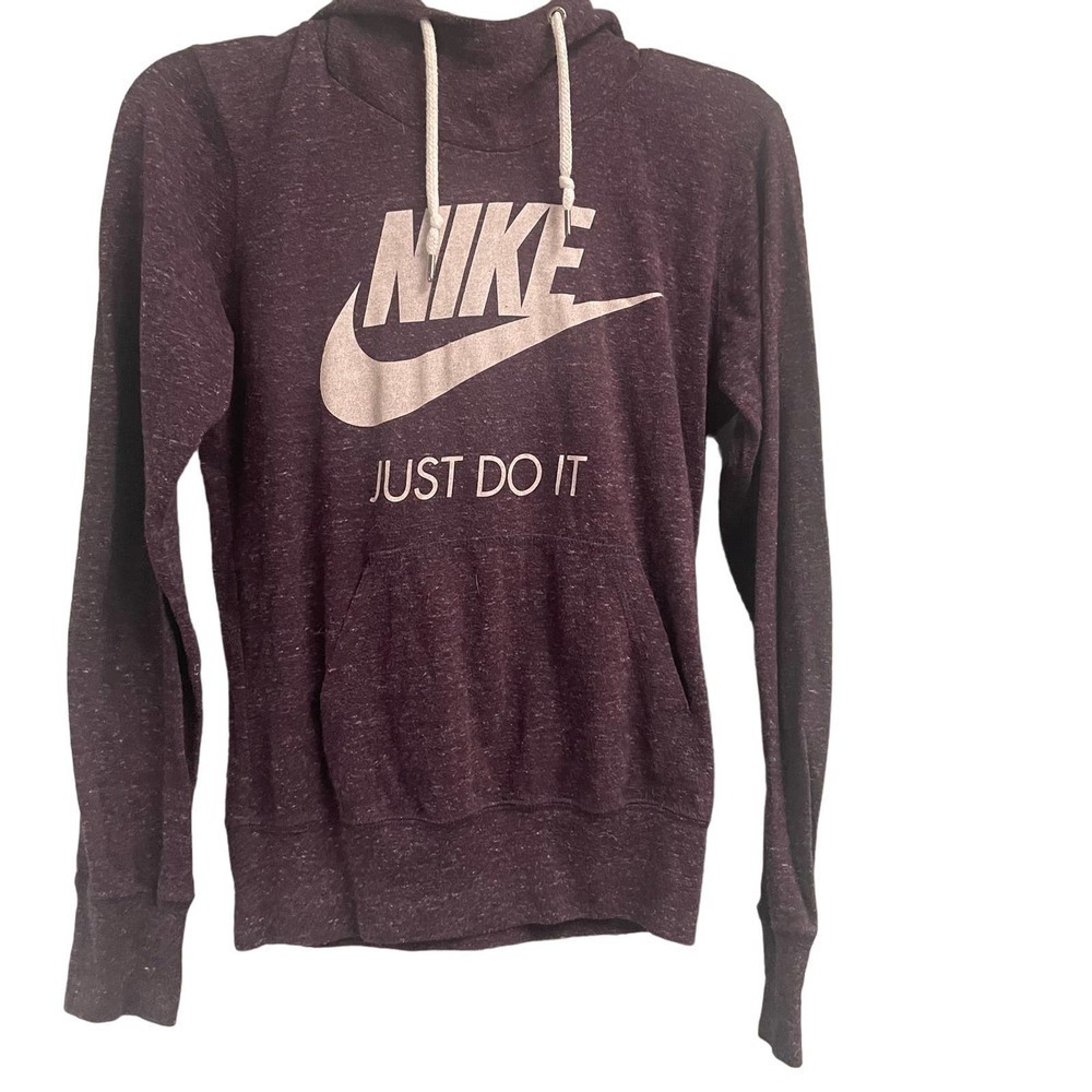 Nike Slub Knit Hoodie Size Small Heathered Logo Graphic Lighweight